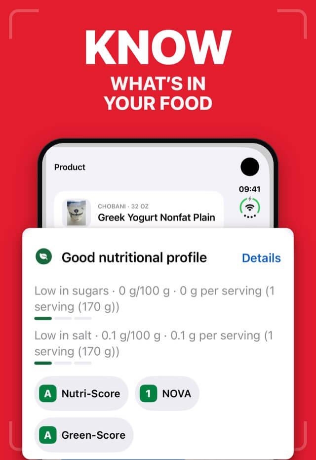 Safe QR showing food and allergen information for a scanned barcode